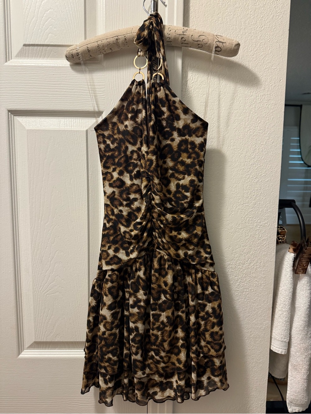 Windsor Brown and Leopard Print Halter Dress